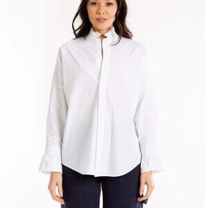 Alex Mill Long Sleeve Button Up Easy Ruffle Shirt Small White Classic Capsule